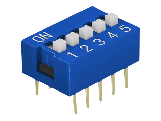 Delock DIP sliding switch 5-digit 2.54 mm pitch THT vertical - DIP-Schalter - Blau (Packung mit 10)