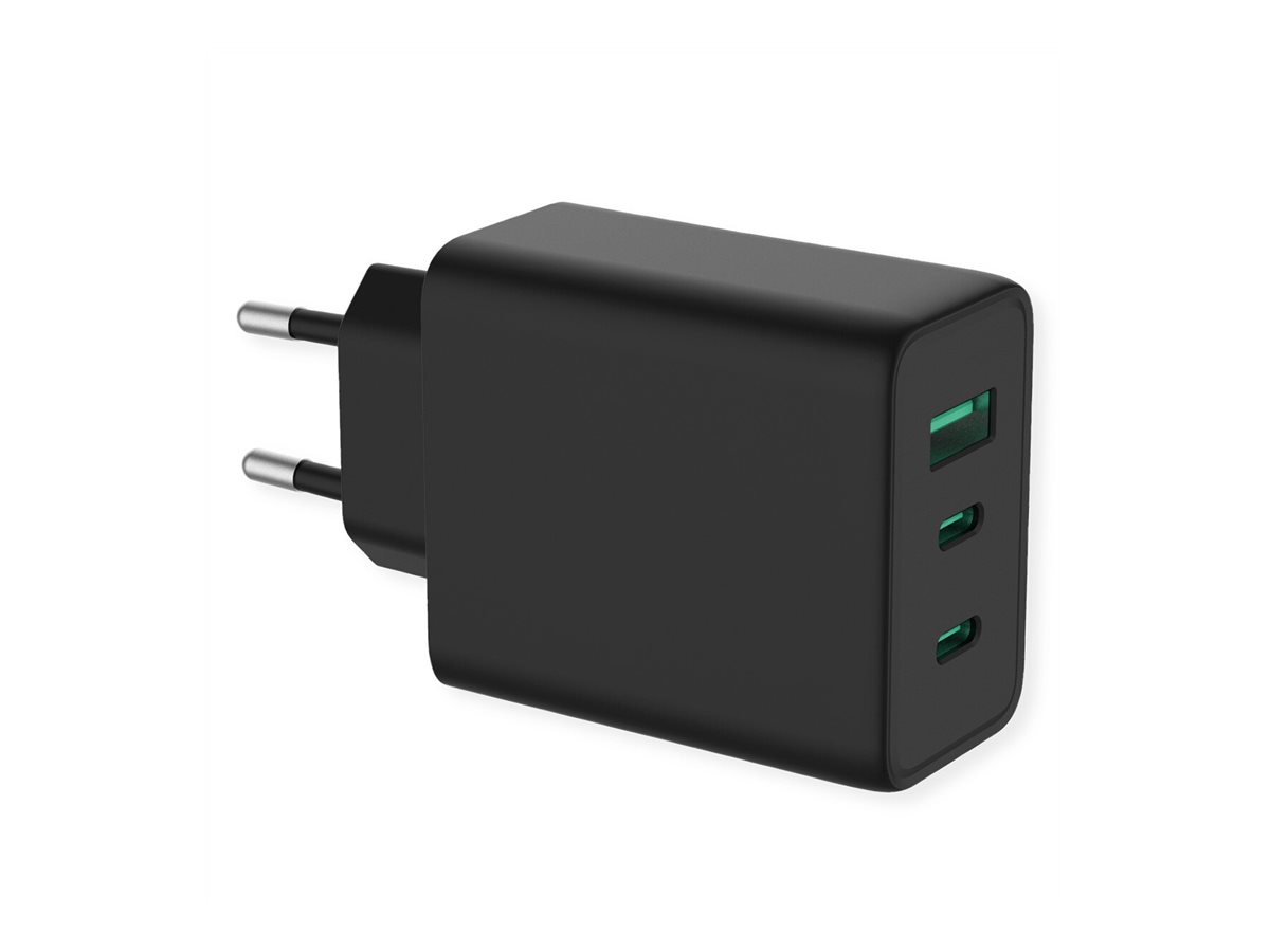 ROTRONIC-SECOMP Value - Netzteil - GaN-Technologie - 65 Watt - 5 A - 3 Ausgabeanschlussstellen (USB, 2 x USB-C), Ansicht 3