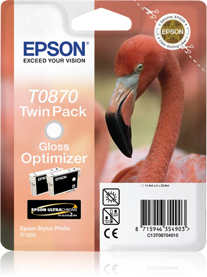 Epson Flamingo Twinpack Gloss Optimizer T0870 Ultra Gloss High-Gloss 2, Tinte auf Pigmentbasis, 1 Stück(e), Multipack