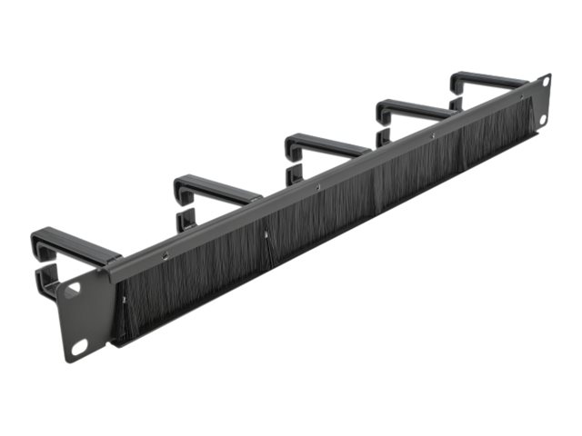 Delock Cable Management Brush Strip with 5 hooks - Kabelführungspanel mit Bürste - Schwarz - 1U - 48.3 cm (19)