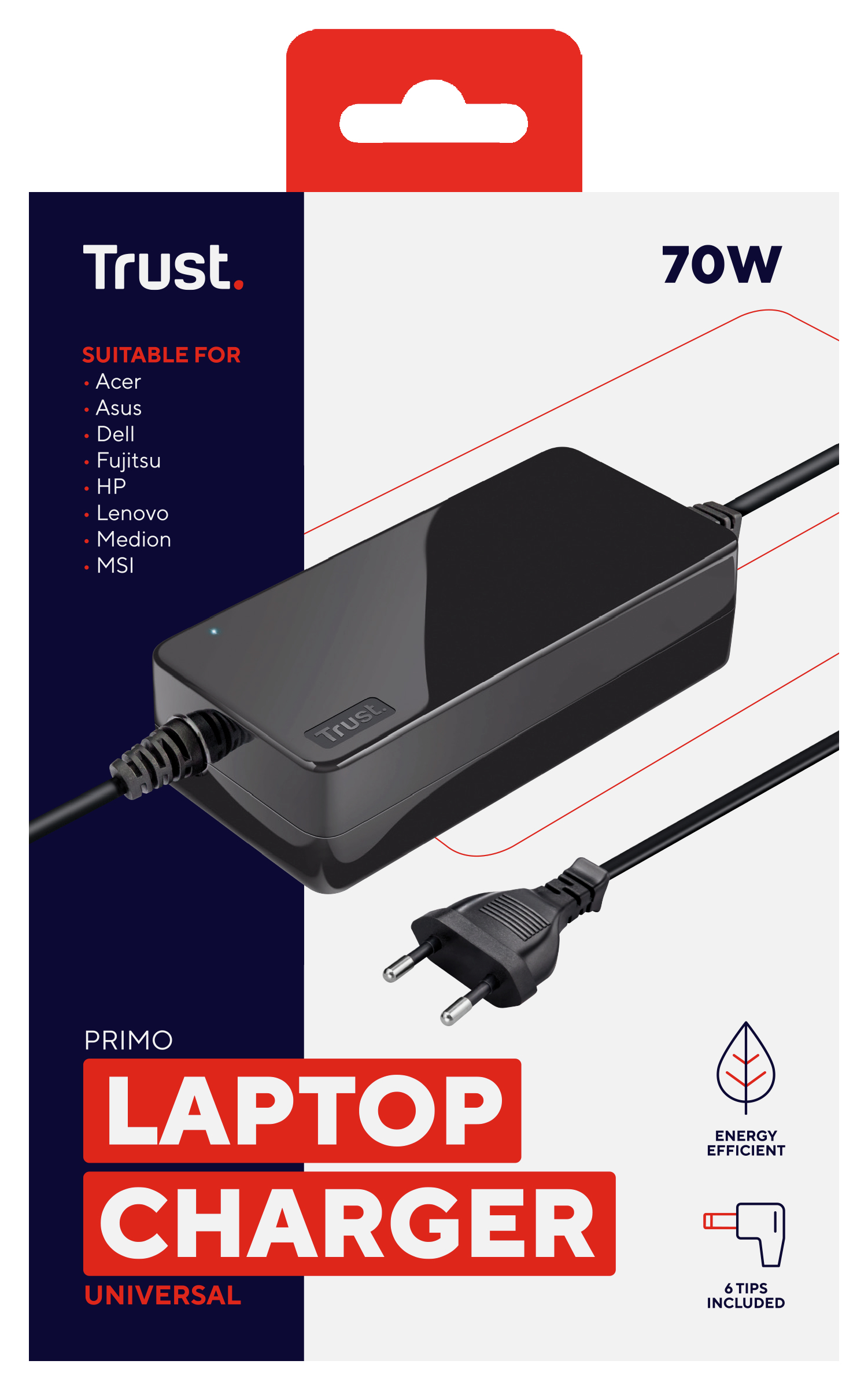 Trust Primo 70W Laptop Charger - Netzteil - Wechselstrom 100-240 V, Ansicht 4