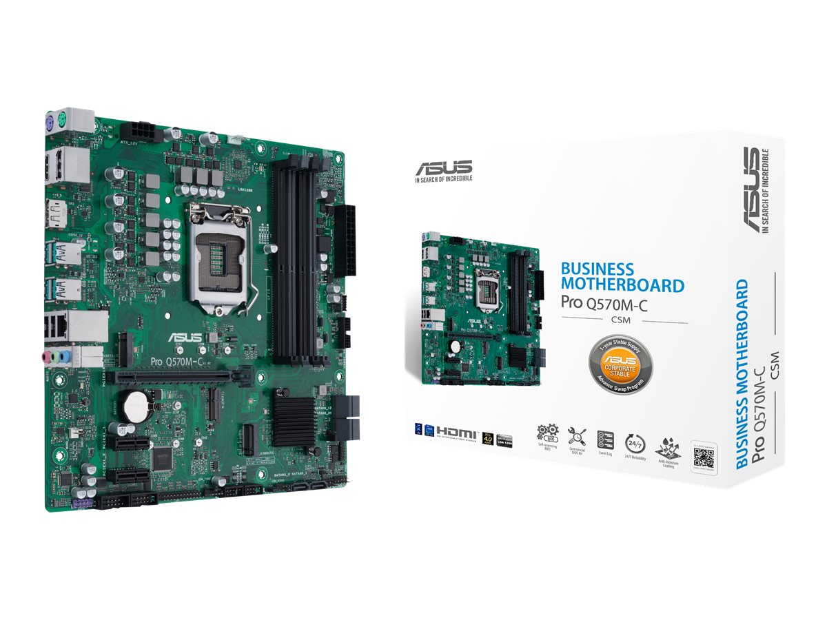 ASUS Pro Q570M-CCSM - Motherboard - micro ATX - LGA1200-Sockel - Q570 Chipsatz - USB-C Gen1 USB 3.2 Gen 1 USB 3.2 Gen 2 - Gigabit LAN - Onboard-Grafik (CPU erforderlich)