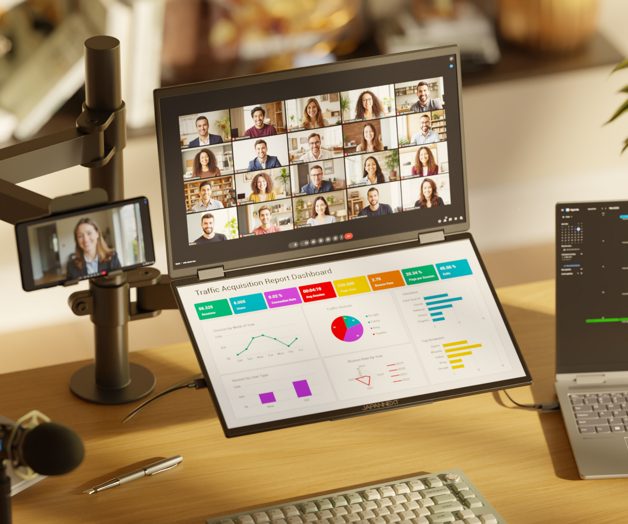 JAPANNEXT JN-DMD-IPS238F-C4 Dual-Monitor FHD - Flachbildschirm (TFT/LCD) - 60,5 cm, Ansicht 4
