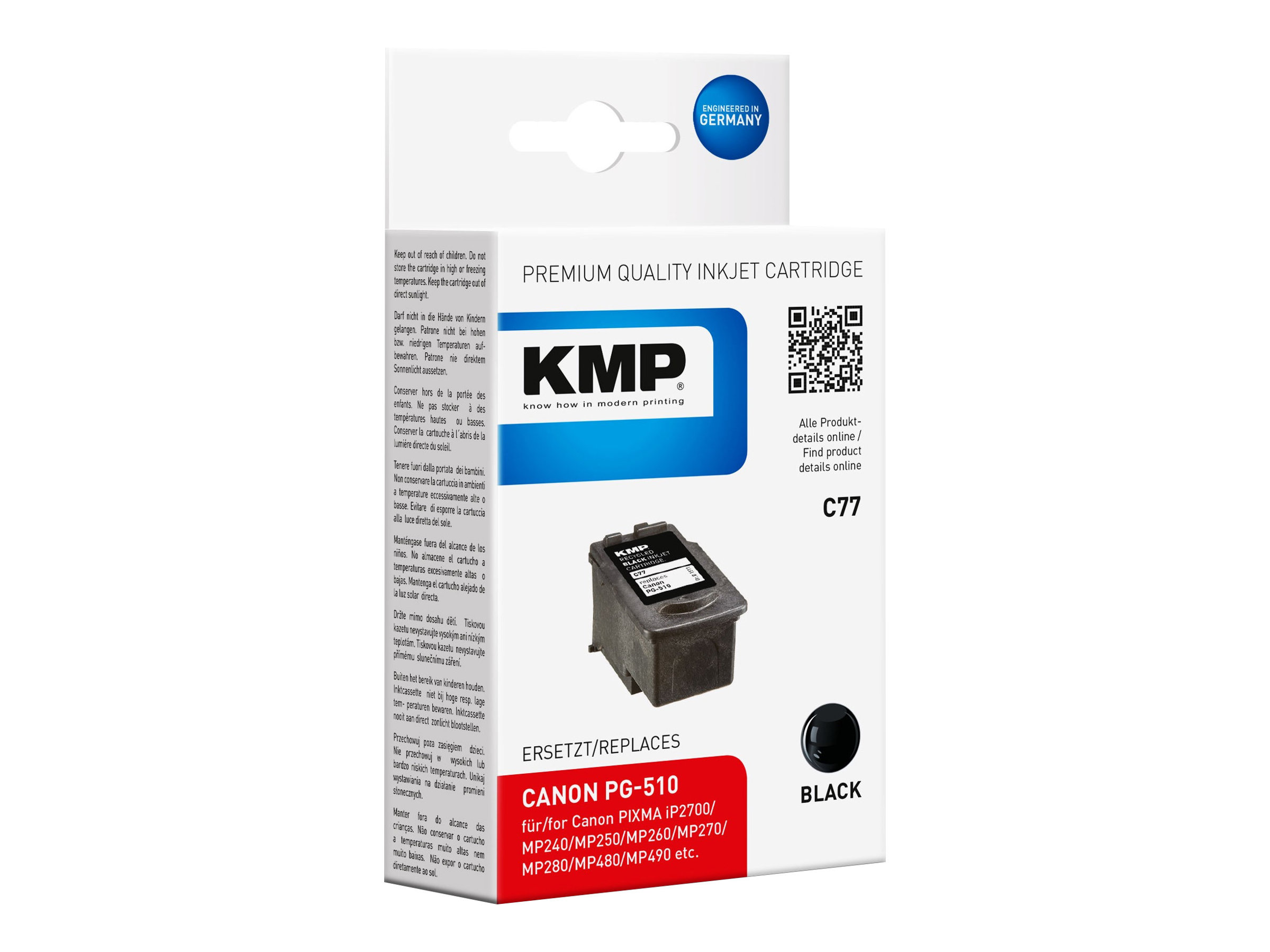KMP C77 - 9 ml - Schwarz - Tintenpatrone Alternative zu: Canon PG-510, Canon 2970B001 (1511,4001)