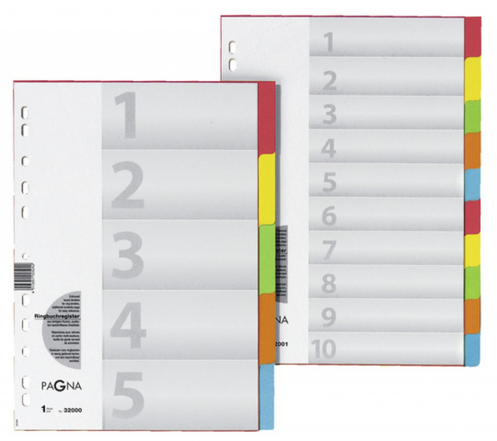 Pagna 32006-20 - Numerischer Registerindex - Karton - Mehrfarben - Porträt - A4 - 245 mm