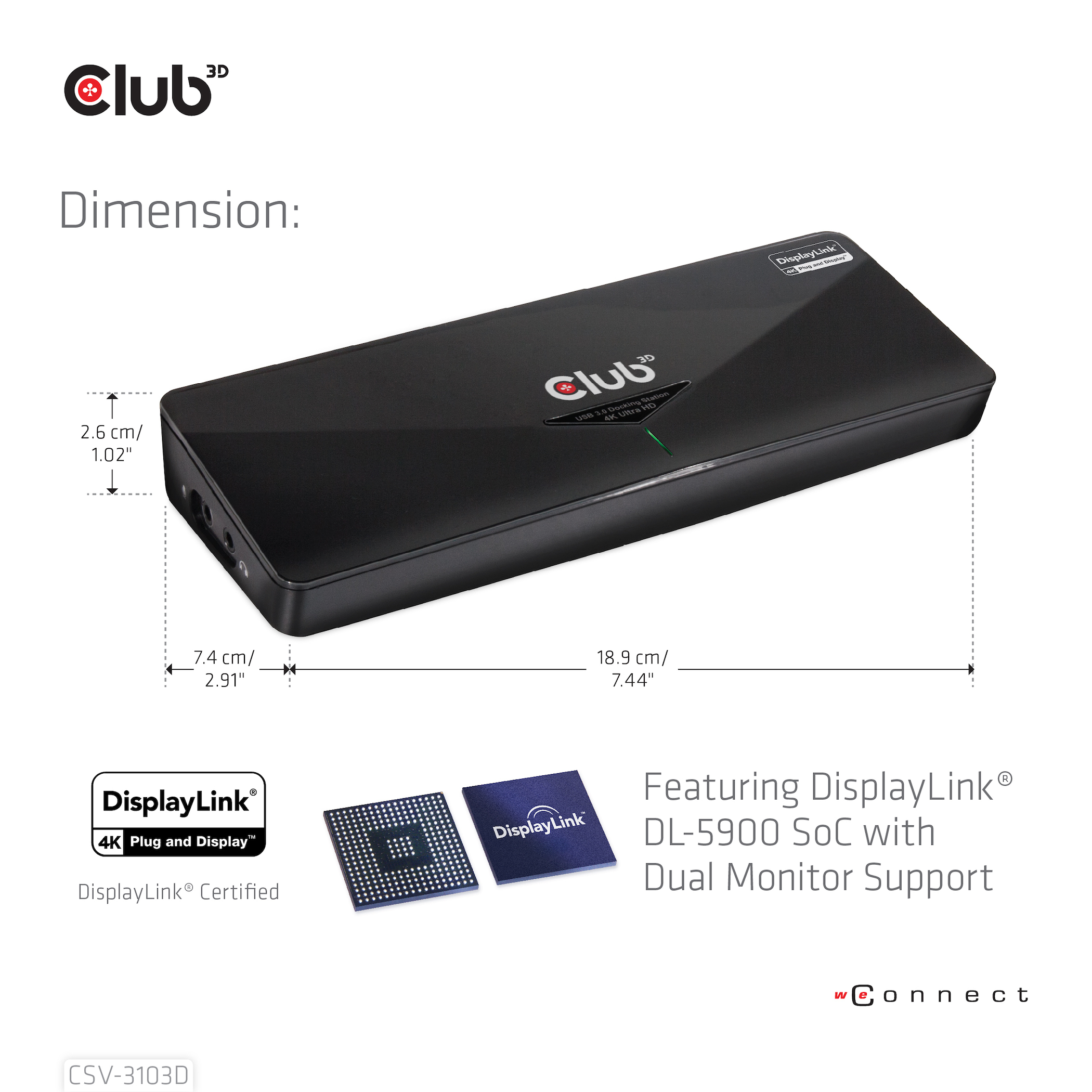 Club 3D SenseVision USB 3.0 4K Docking Station, Ansicht 4