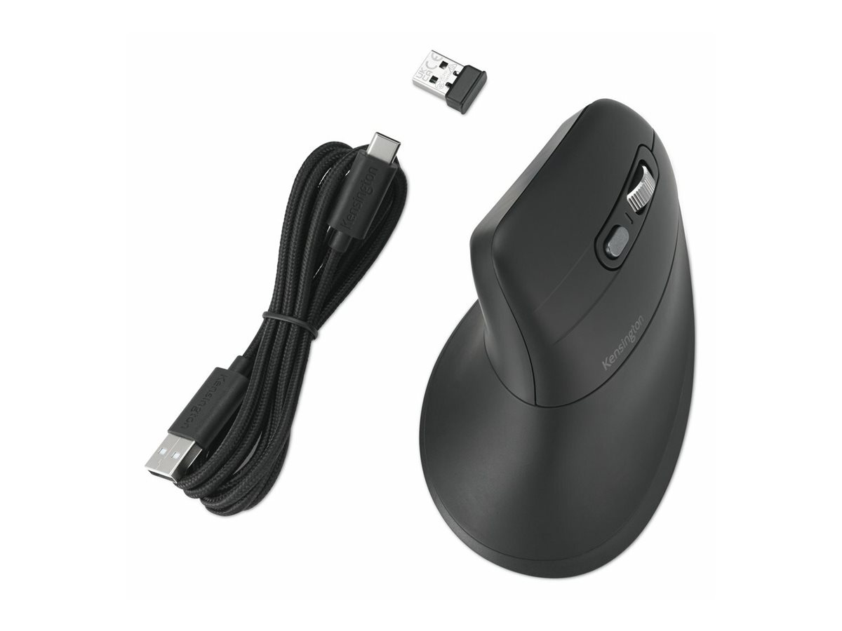 Kensington Pro Fit Ergo MY630 EQ - Maus - wiederaufladbar - ergonomisch - 5 Tasten - kabellos - 2.4 GHz Bluetooth - kabelloser Empfänger (USB)