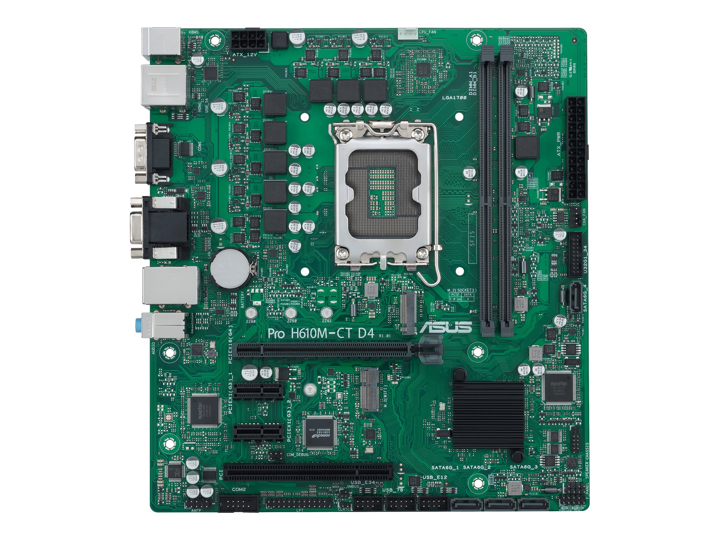 ASUS PRO H610M-CT D4-CSM - Motherboard - micro ATX - LGA1700 Sockel - H610 Chipsatz - USB 3.2 Gen 1, USB 3.2 Gen 2 - Gigabit LAN - Onboard-Grafik (CPU erforderlich)