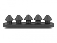 Delock Kabelhalter - 5 Durchführungen selbstklebend - Tisch montierbar Oberfläche montierbar geeignet für Wandmontage - Schwarz (Packung mit 2)