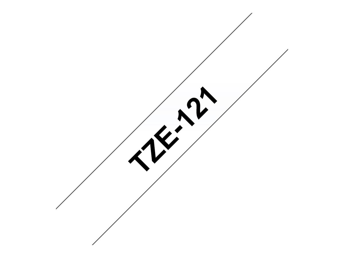 Brother TZe-121 - Standard-Klebstoff - schwarz auf durchsichtig - Rolle (0,9 cm x 8 m), Ansicht 3