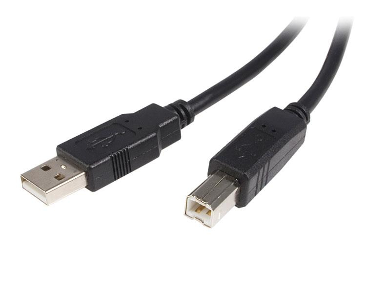 StarTech.com 0,5 m USB 2.0 A-auf-B-Kabel - Stecker/Stecker, 0,5 m, USB A, USB B, USB 2.0, Männlich/Männlich, Schwarz