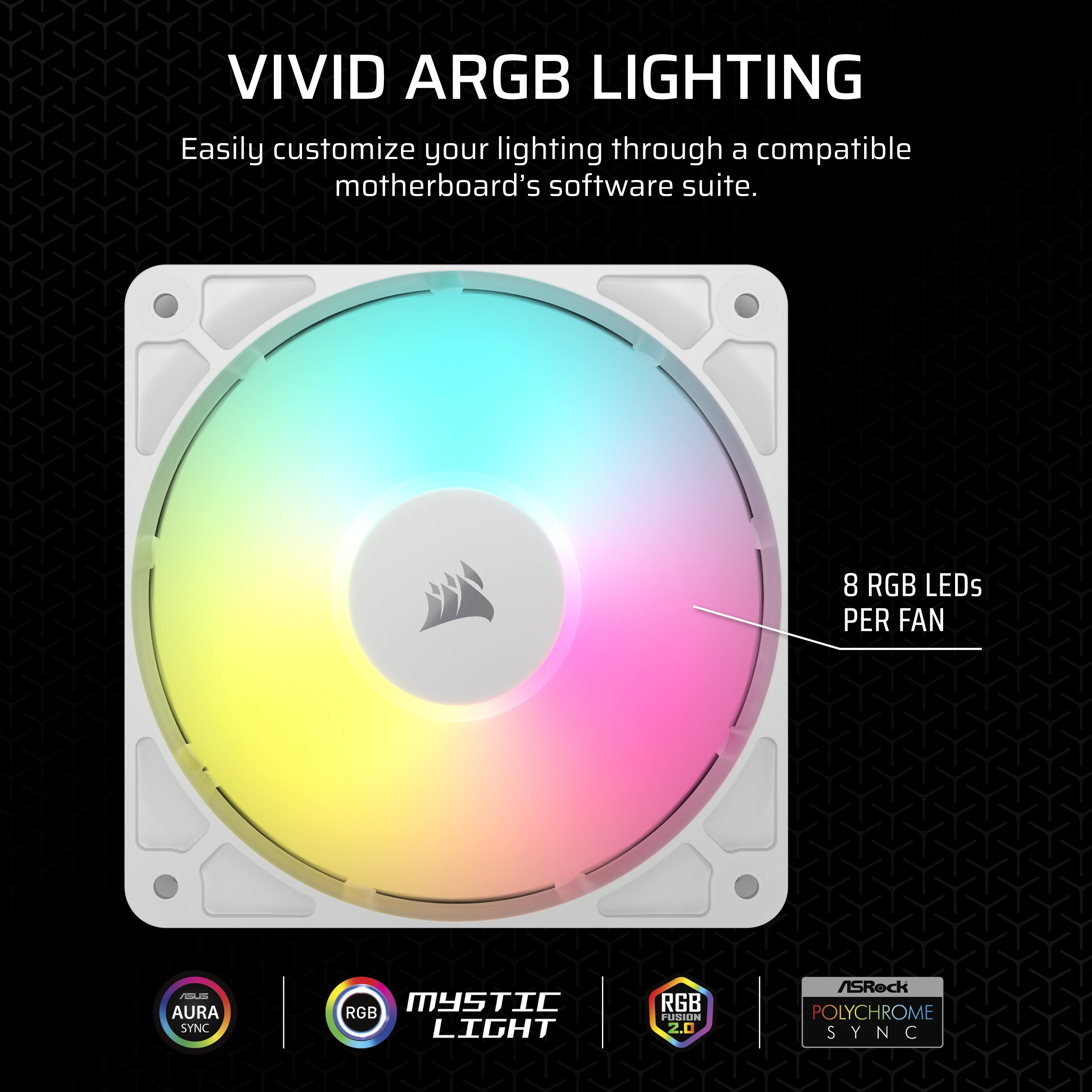 Corsair Lüfter 120*120*25 RS120 white ARGB PWM Triple Pack, Ansicht 4