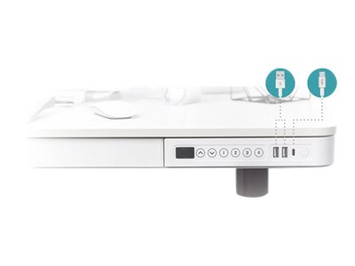 DIGITUS Elektrisch höhenverstellbarer Schreibtisch mit USB-Ladestation und Schublade, Ansicht 3