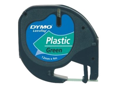 Dymo LetraTAG - Kunststoff - Schwarz auf Grün - Rolle (12 cm x 4 m)
