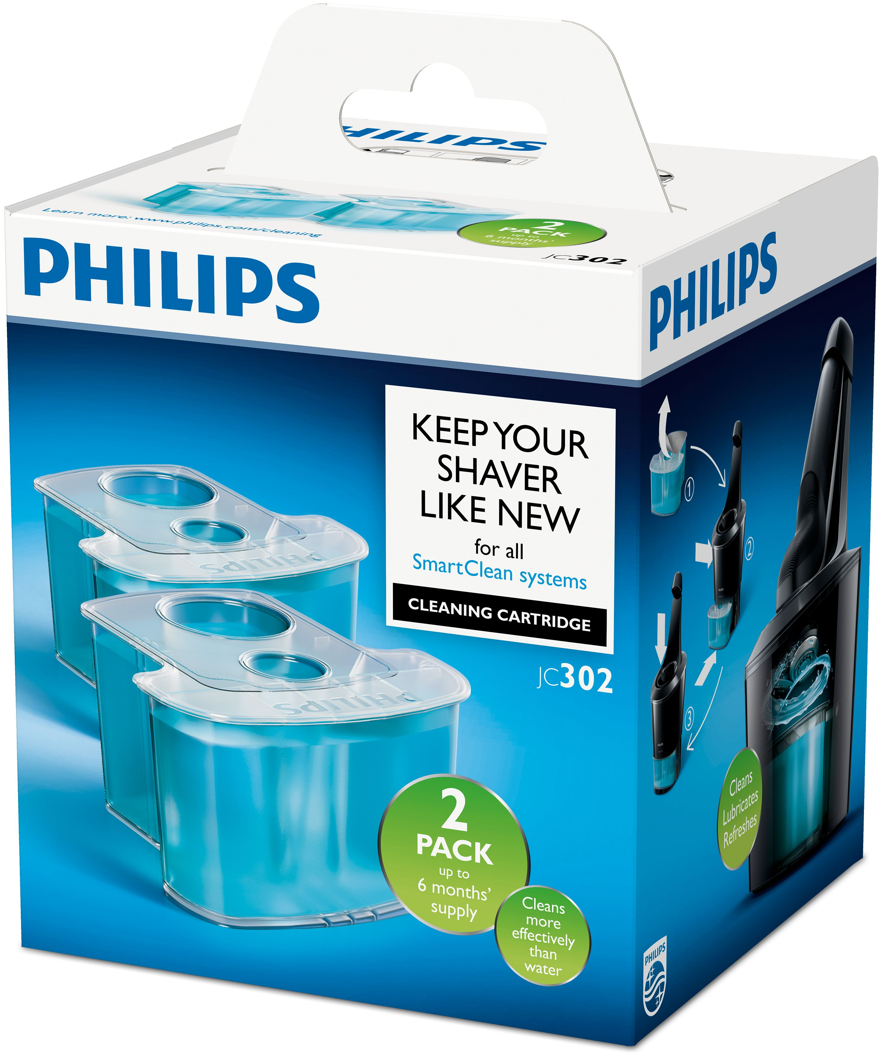 Philips JC302 - Reinigungskartuschen-Kit - für Rasierapparat (Packung mit 2), Ansicht 2