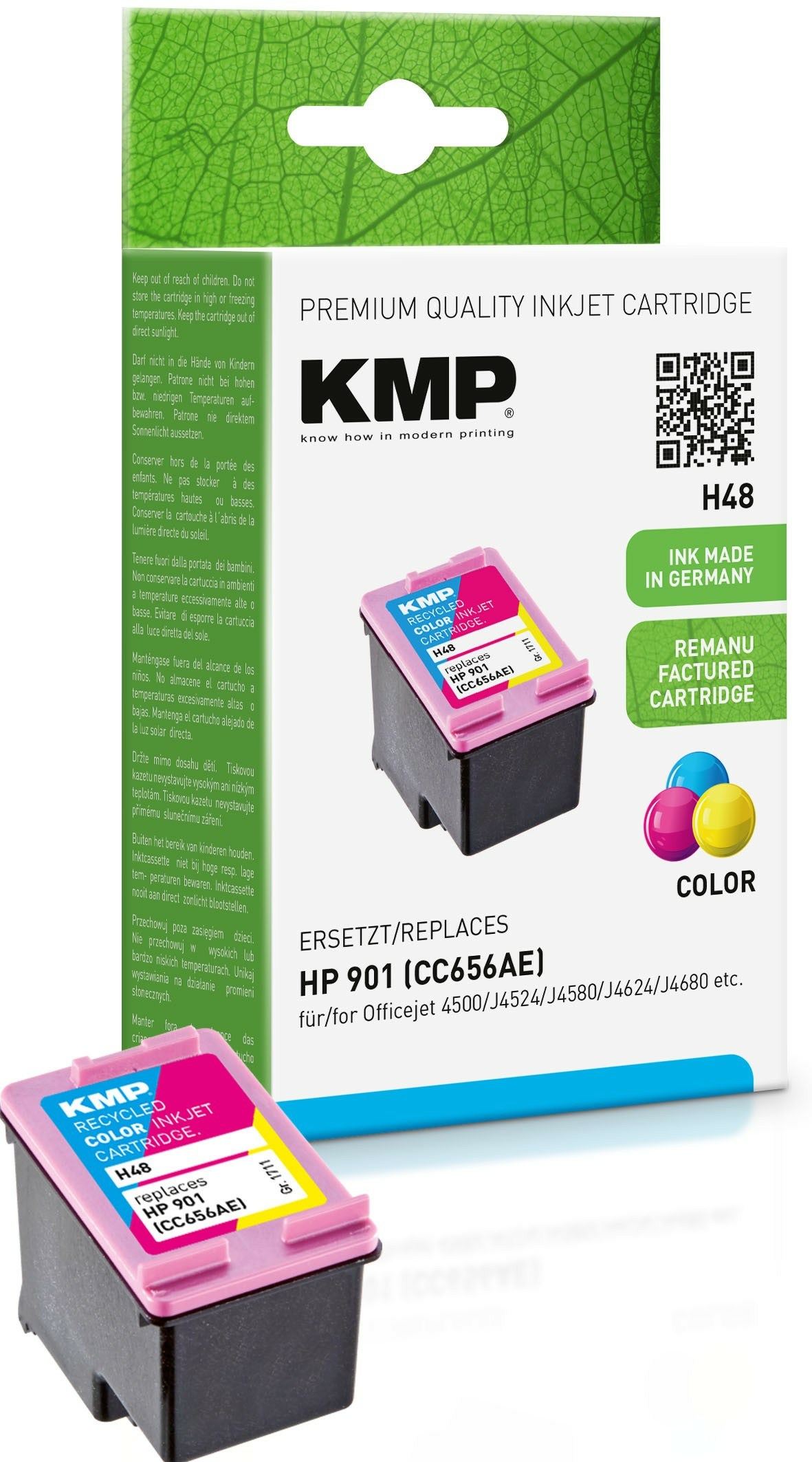 KMP H48 - 9 ml - Farbe (Cyan, Magenta, Gelb) - kompatibel - Tintenpatrone (Alternative zu: HP 901, HP CC656AE), Ansicht 3