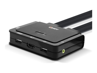 Lindy 2 Port HDMI 18G USB Type C USB 2.0 & Audio Cable KVM Switch