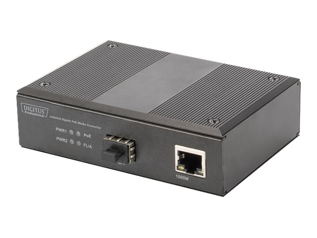 DIGITUS Professional DN-652104 - Medienkonverter - GigE - 10Base-T, 100Base-TX, 1000Base-T, 1000Base-X - RJ-45 / SFP (mini-GBIC) - bis zu 80 km
