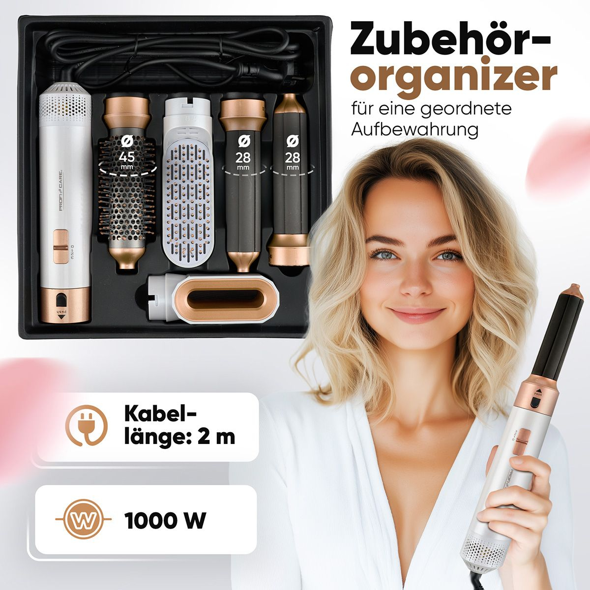 Clatronic Warmluft-Lockenbürste PC-HAS 3132 weiß-rosé, Ansicht 4