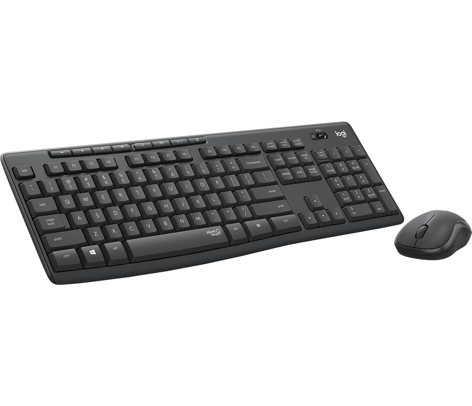 Logitech MK295 Silent Wireless Combo, Volle Größe (100%), Kabelgebunden, USB, QWERTY, Graphit, Maus enthalten