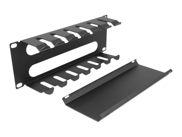 Delock Verlegetafel für Rack-Kabelmanagement - mit 2 Öffnungen - Schwarz - 1U - 25.4 cm (10)