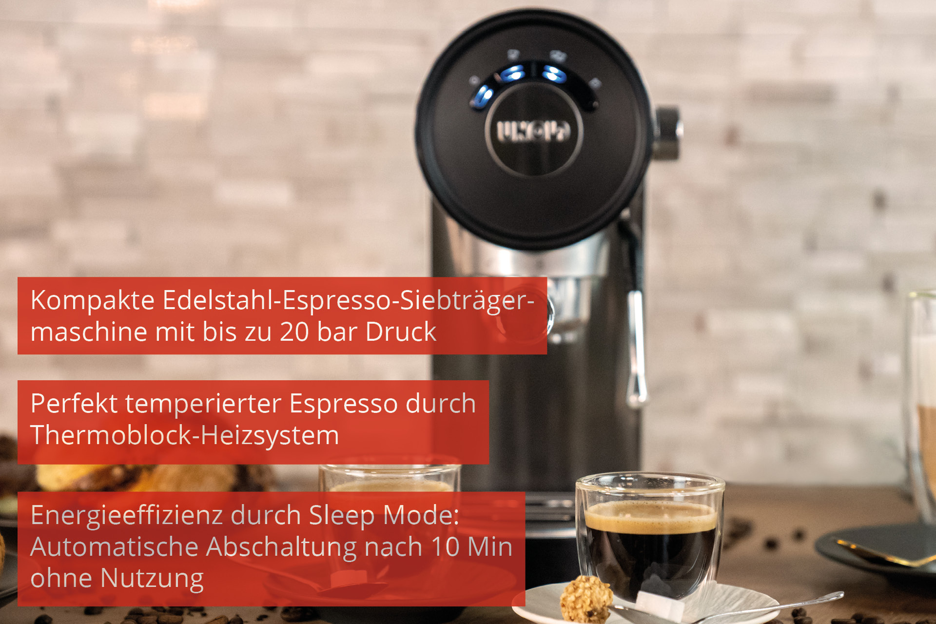UNOLD Piccopresso - Kaffeemaschine mit Milchaufschäumer, Ansicht 2
