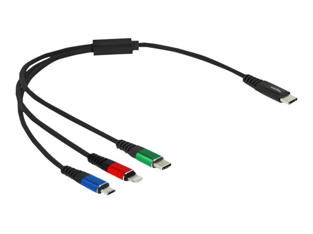 Delock 3 in 1 - Kabel nur zum Laden - 24 pin USB-C männlich zu Micro-USB Typ B Lightning 24 pin USB-C männlich