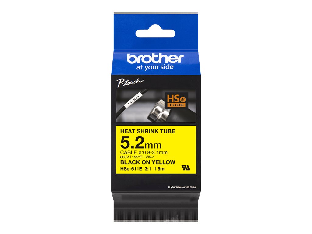 Brother HSe-611E - Schwarz auf Gelb - Rolle (0,52 cm x 1,5 m), Ansicht 3