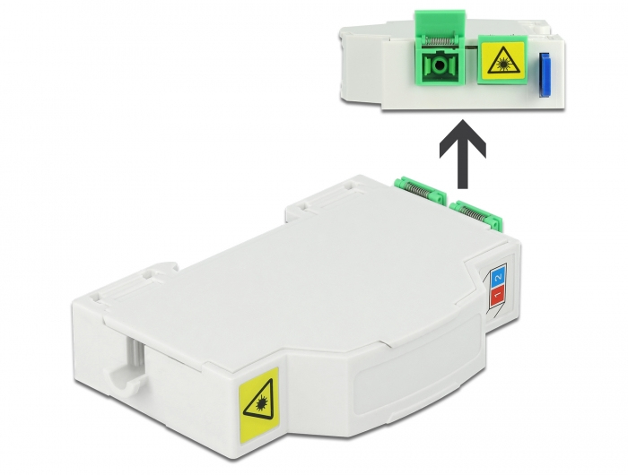 Delock LWL Anschlussdose für Hutschiene 2 x SC Simplex oder LC Duplex, Weiß, Acrylnitril-Butadien-Styrol (ABS), 60,5 mm, 85 mm, 18,5 mm, 1 Stück(e)