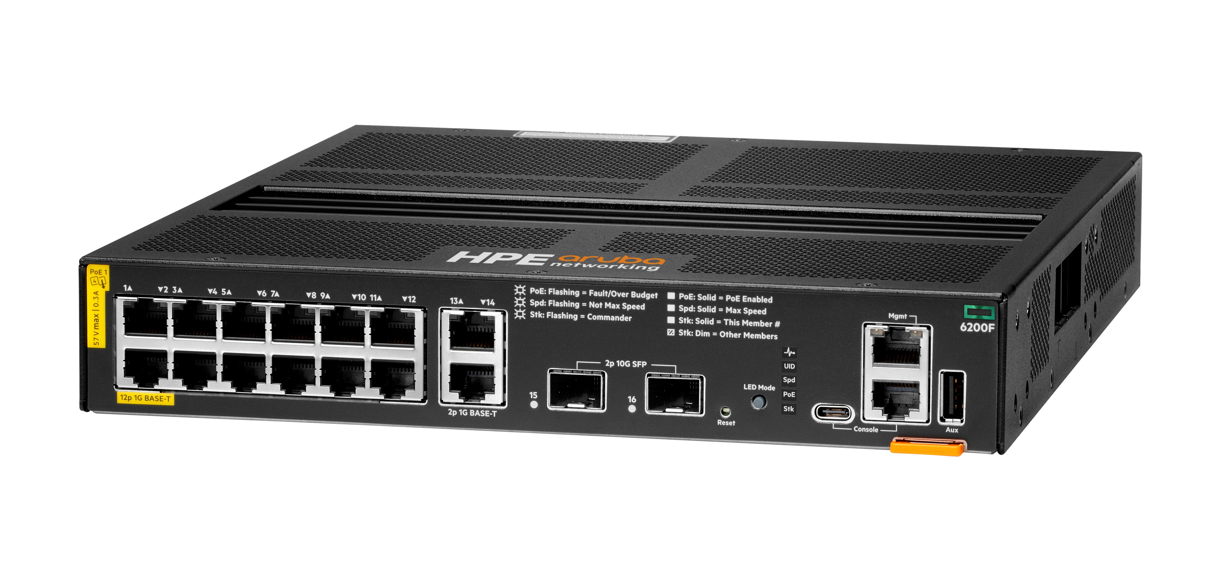 HPE Aruba 6200F 12G Class4 PoE 2G/2SFP+ 139W Switch - Switch - L3 - managed - 12 x 10/100/1000 (PoE+), Ansicht 2