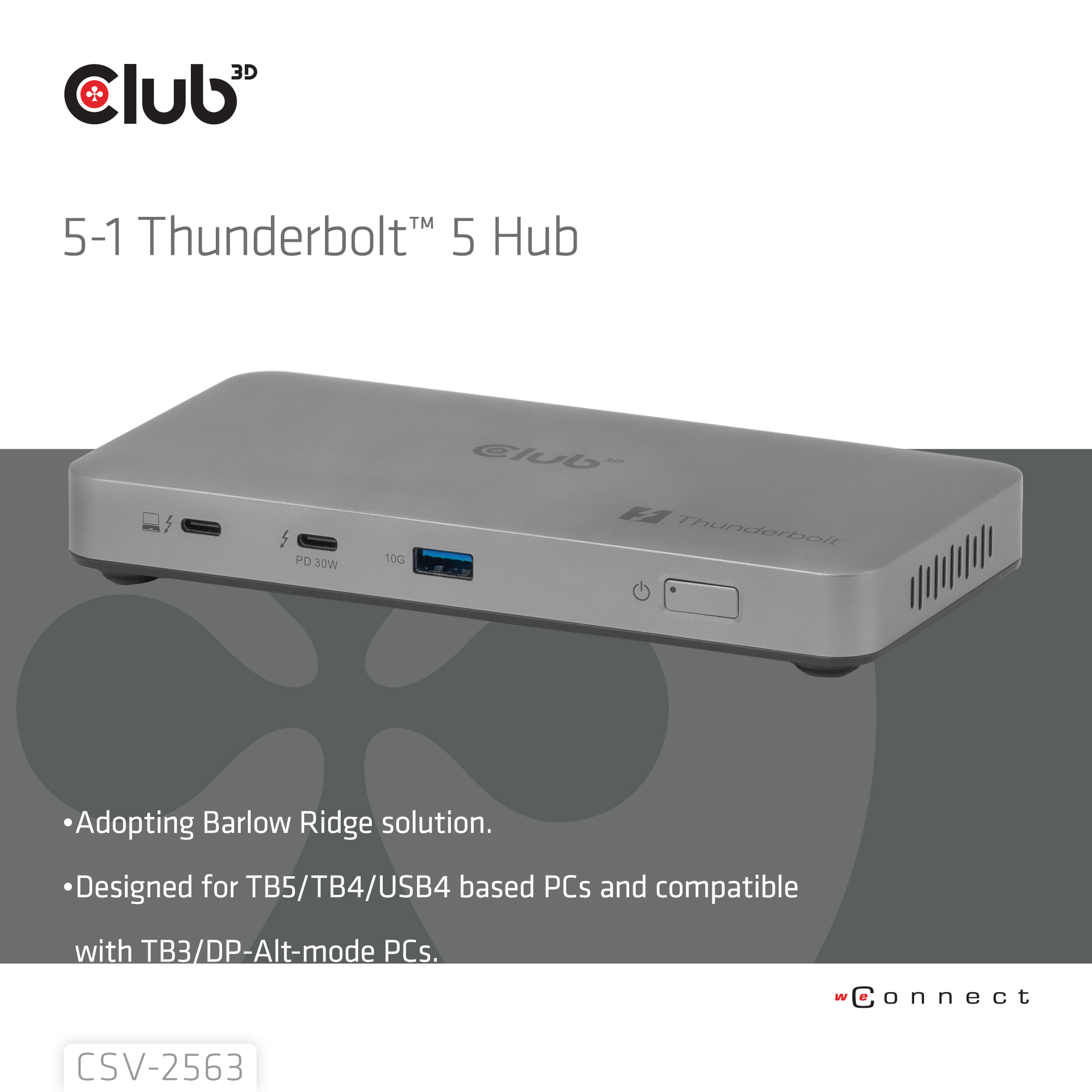 Club 3D Dockingstation - 5-1 Thunderbolt 5 Hub Triple Video 5K60Hz Share, Ansicht 2