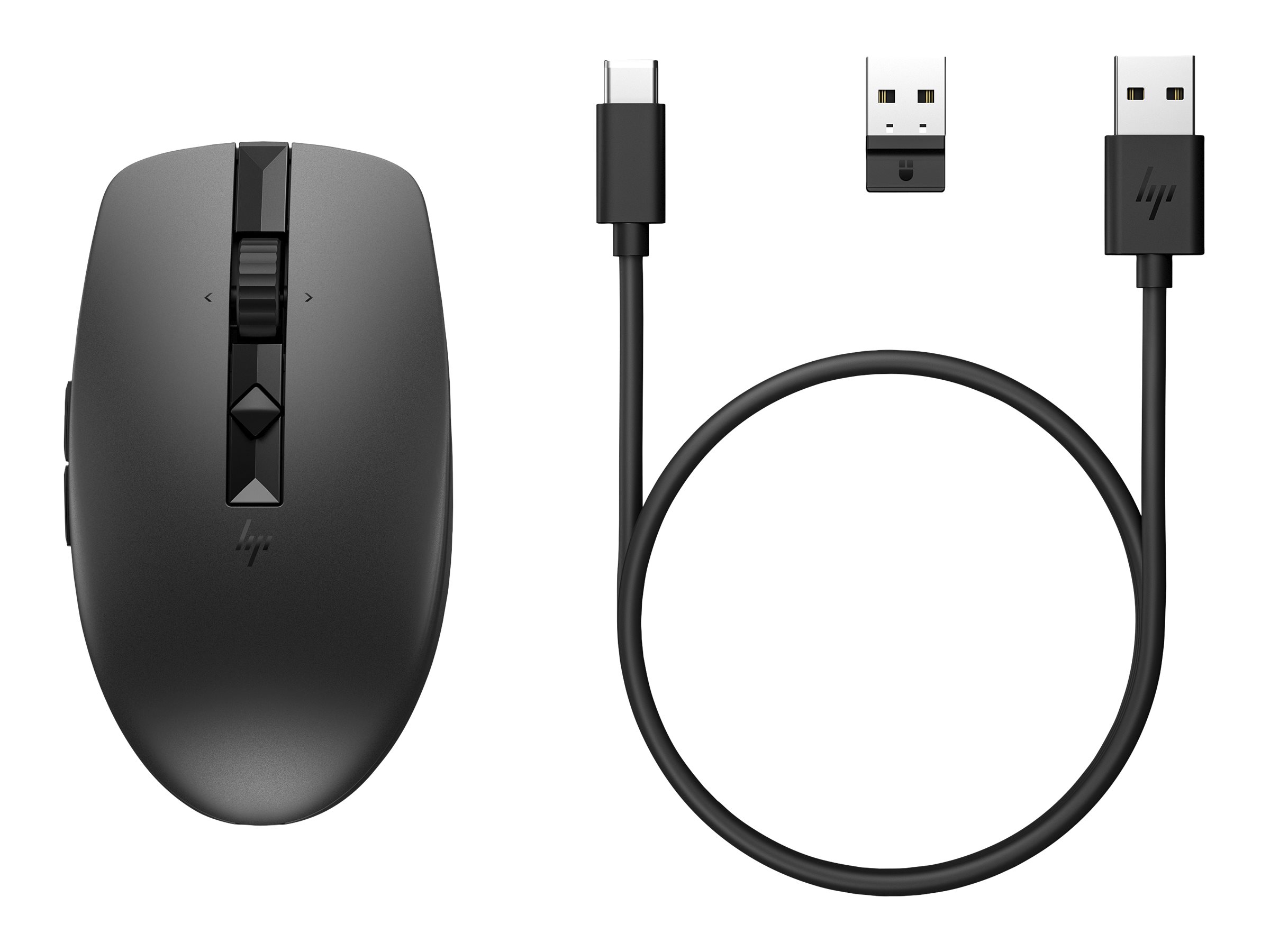 HP 710 - Maus - wiederaufladbar - 7 Tasten - kabellos - Bluetooth 5.3 2.4 GHz - kabelloser Empfänger (USB)
