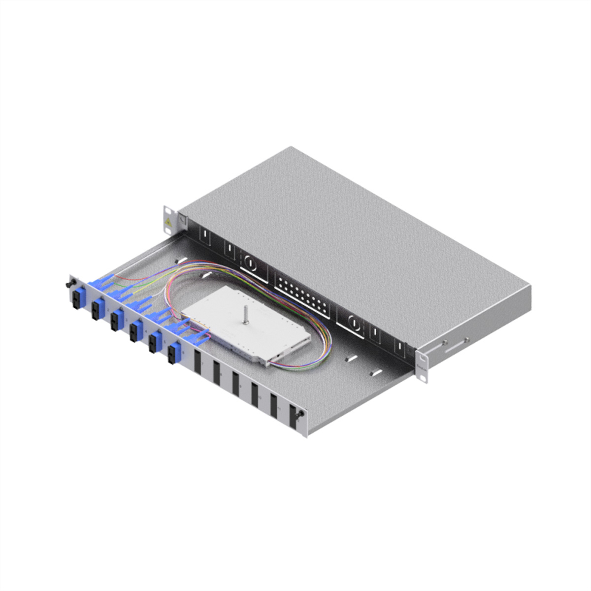 EasyLan LWL Spleißgehaeuse Basic Grade C 1HE/12Ports 6xSC-Duplex OS2 RAL7035, Ansicht 2