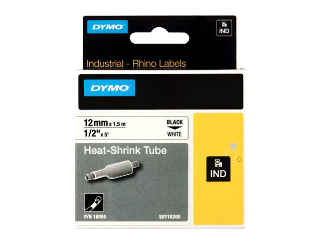 Dymo RhinoPRO Heat shrink tubing - Polyolefin - Schwarz auf Weiß - Rolle (13 cm x 15 m)