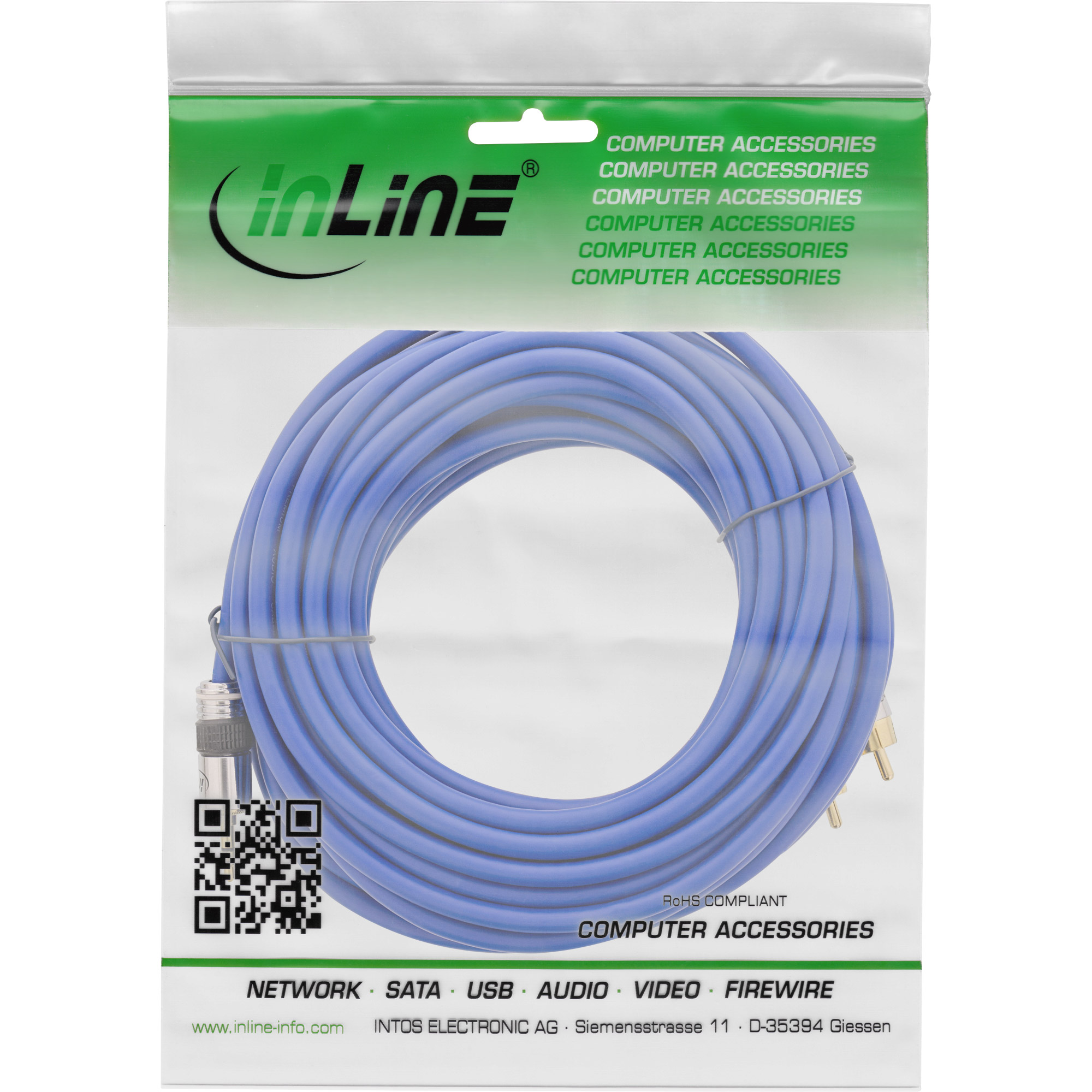 InLine CinchKlinke Kabel - PREMIUM - 2x Cinch Stecker an 35mm Klinke - 10m