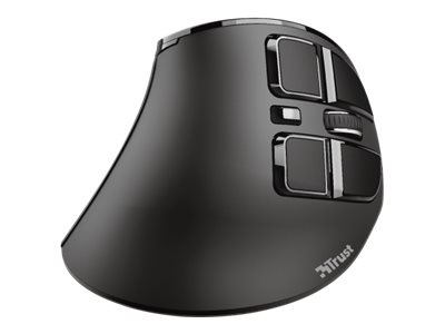 Trust Voxx - Vertikale Maus - ergonomisch - Für Rechtshänder - optisch - 9 Tasten - kabellos - Bluetooth 2.4 GHz - kabelloser Empfänger (USB)