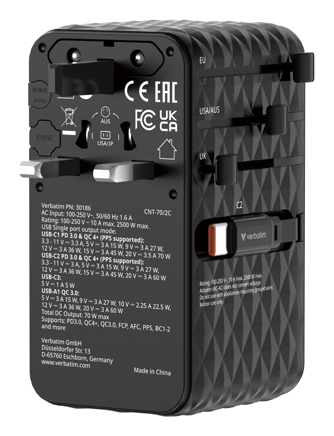 Verbatim Charge'n' Travel 70W 2C retractable Universal, Ansicht 4