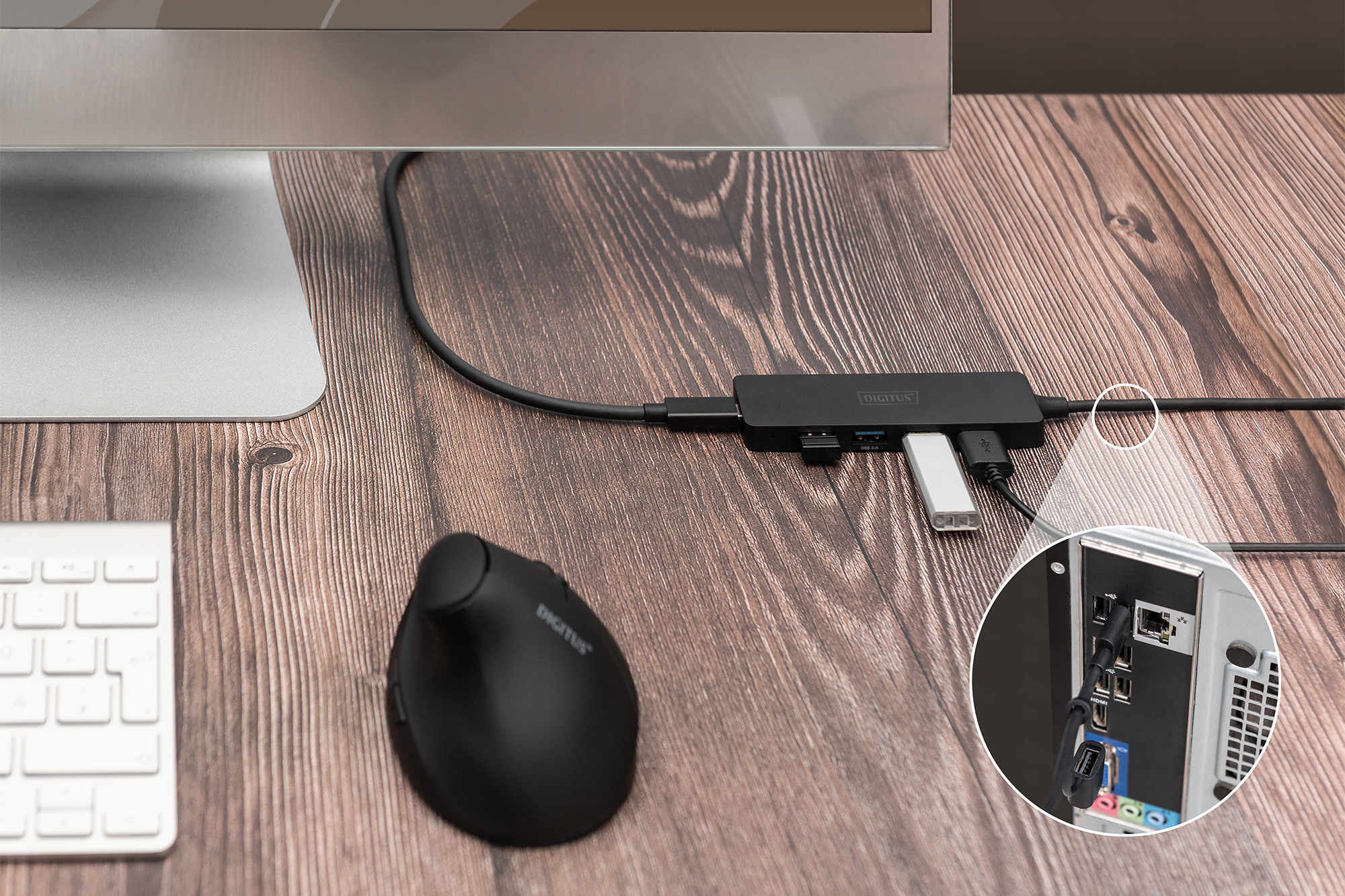 DIGITUS USB 3.0 Hub 4-Port, Slim Line, Ansicht 2