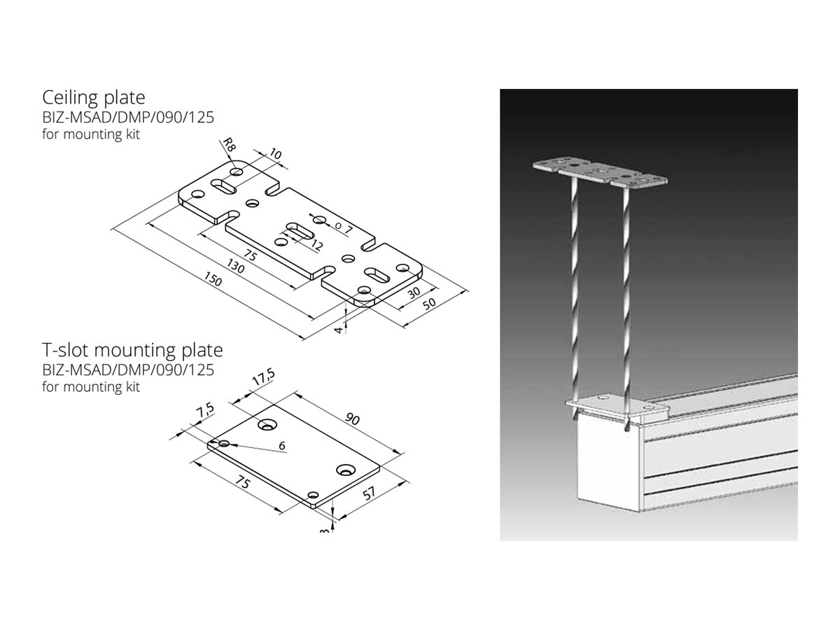 Medium AV Stumpfl INLINE - Befestigungskit (Deckenplatte Befestigungsplatte)