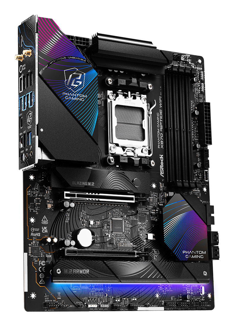 ASRock Phantom Gaming X870 RIPTIDE WiFi - Motherboard - ATX - Socket AM5 - AMD X870 Chipsatz - USB4, USB 3.2 Gen 1, Ansicht 4