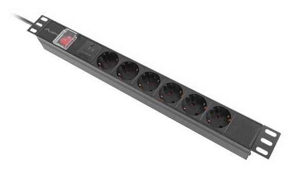 Lanberg 19 PDU-Steckdosenleiste 1U 6xSchuko 16A schwarz - Steckdosenleiste - 2 m, Ansicht 2