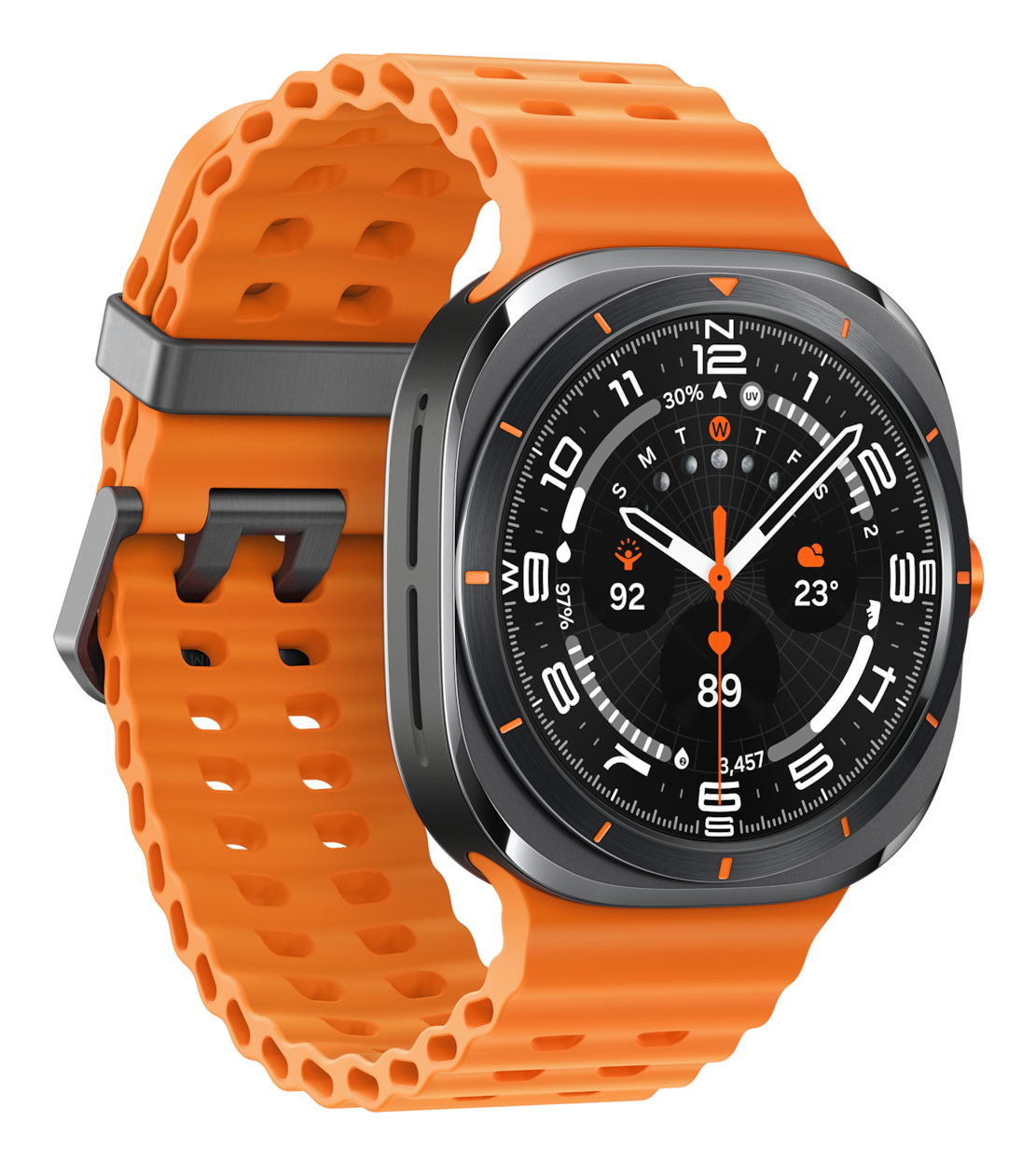 Samsung Galaxy Watch Ultra - 47 mm - Titan - intelligente Uhr mit Marineband - Gummi - Orange - Bandgröße: S/M/L, Ansicht 3