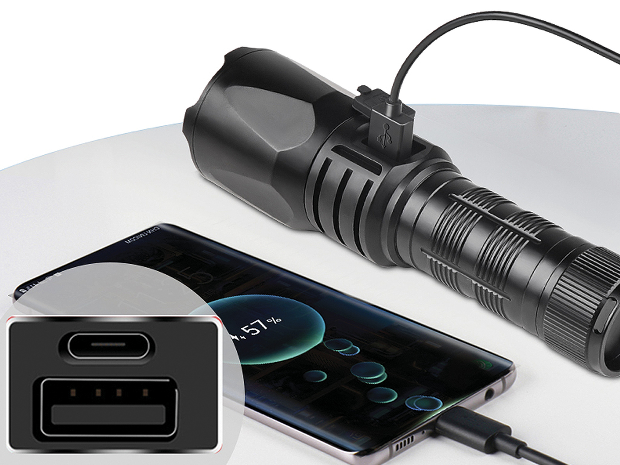 SANDBERG Active Survivor Torch Powerbank 5000 - Powerbank - 5000 mAh - 18.5 Wh - 2 A - 2 Ausgabeanschlussstellen, Ansicht 4