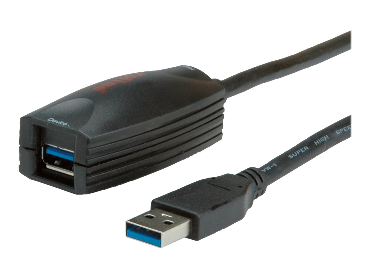 Roline - USB-Verlängerungskabel - USB Typ A (W) zu USB Typ A (M) - USB 3.0 - 5 m - Schwarz