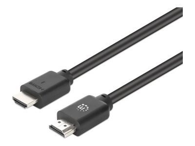 Manhattan Hohe Geschwindigkeit - HDMI-Kabel mit Ethernet - HDMI männlich zu HDMI männlich - 1 m - Doppelisolierung - Schwarz - geformt, Unterstützung für 4K60Hz (3840 x 2160)
