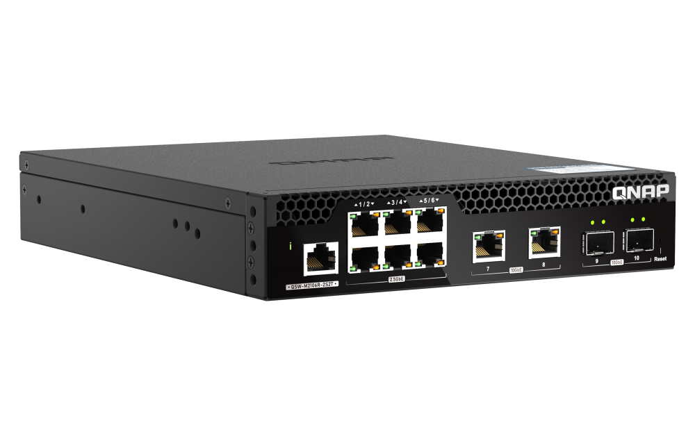 QNAP QSW-M2106R-2S2T - Managed - L2 - 10G Ethernet (100/1000/10000) - Rack-Einbau - 1U, Ansicht 4