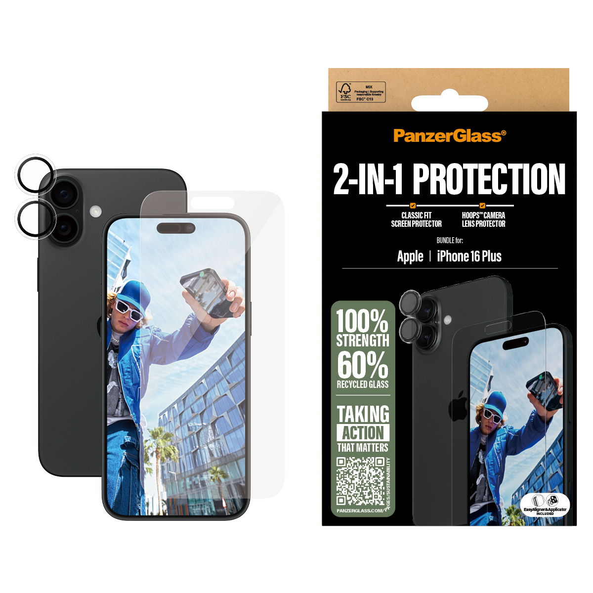 PanzerGlass 2-in-1 Schutz - Schutzkit Display/Objektiv für Handy, Ansicht 4