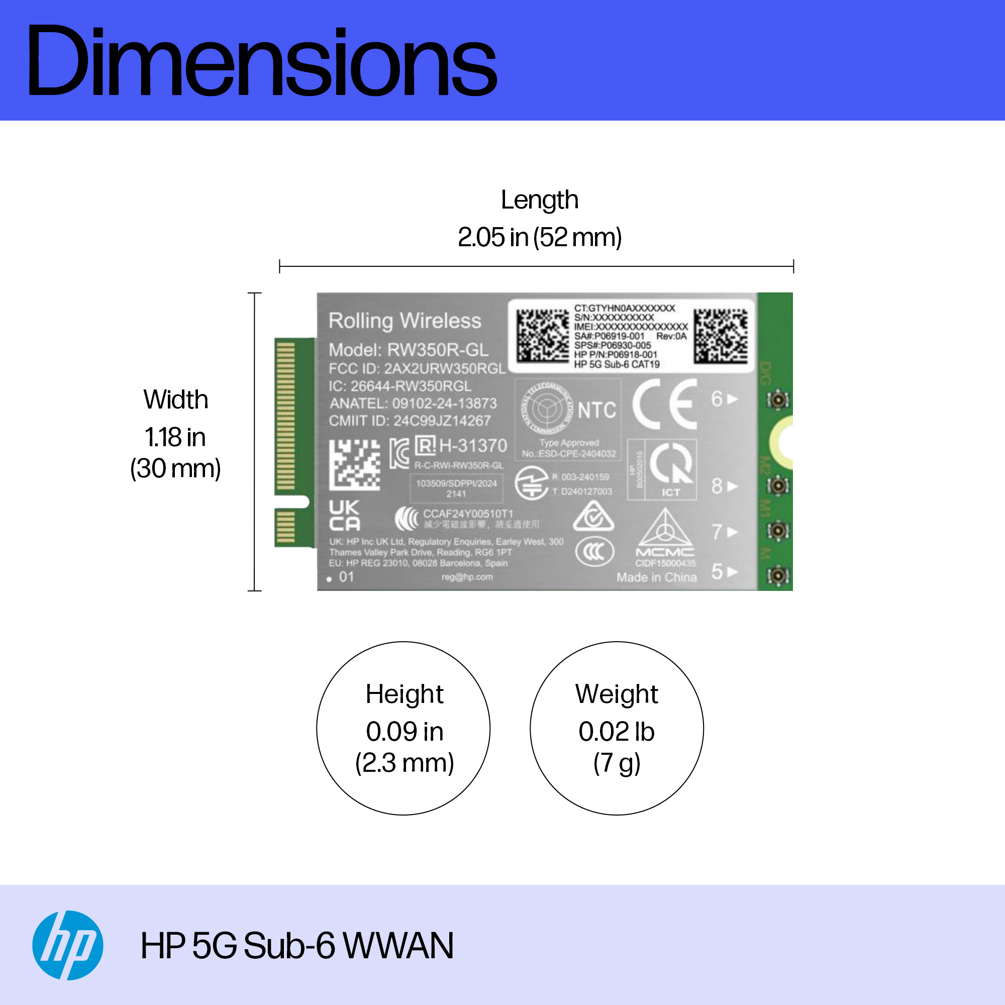 HP  Drahtloses Mobilfunkmodem - 5G LTE - M.2, Ansicht 2