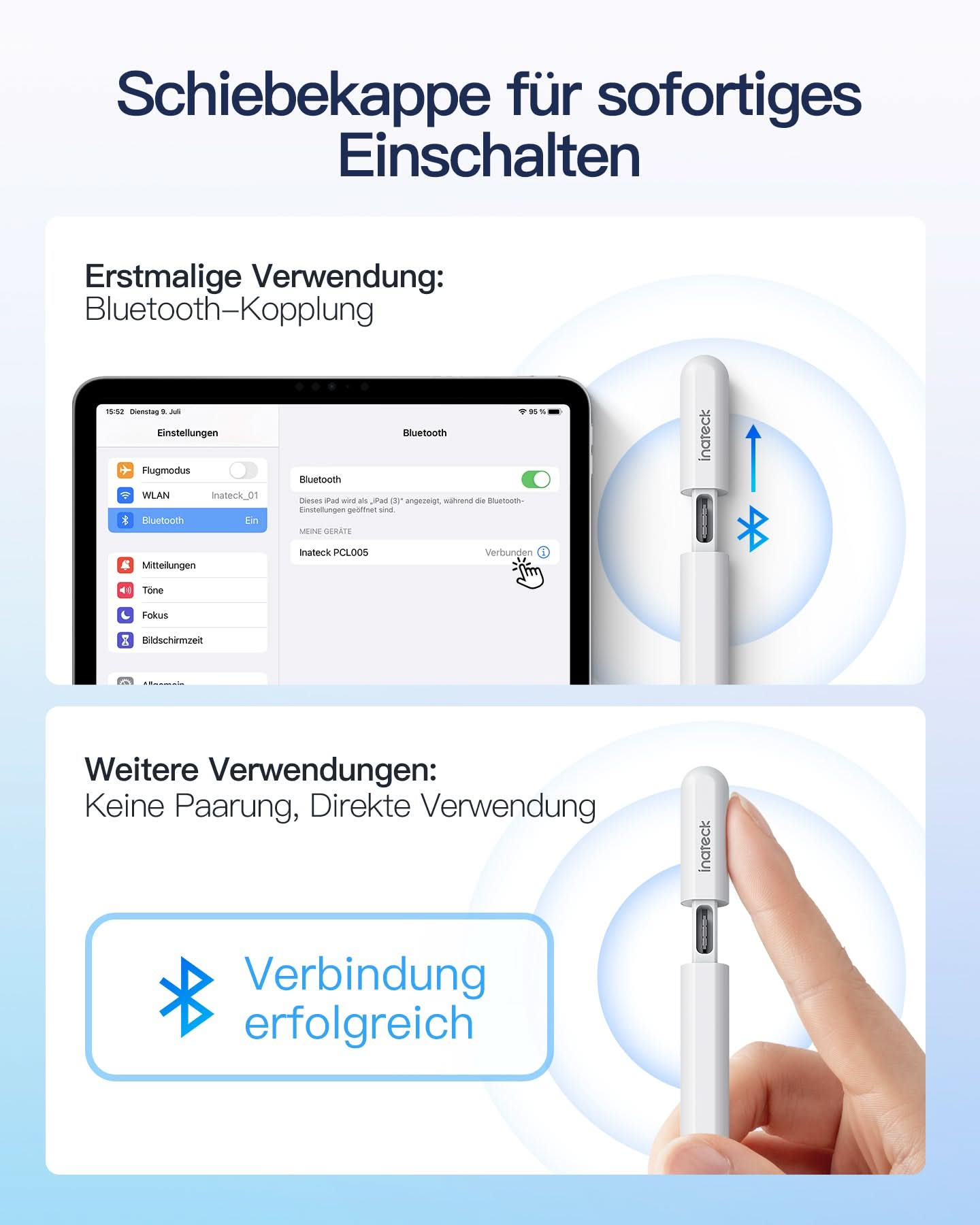 Inateck Stylus Pen für iPad Pro/Mini/6-10 Eingabestift weiß, Ansicht 4