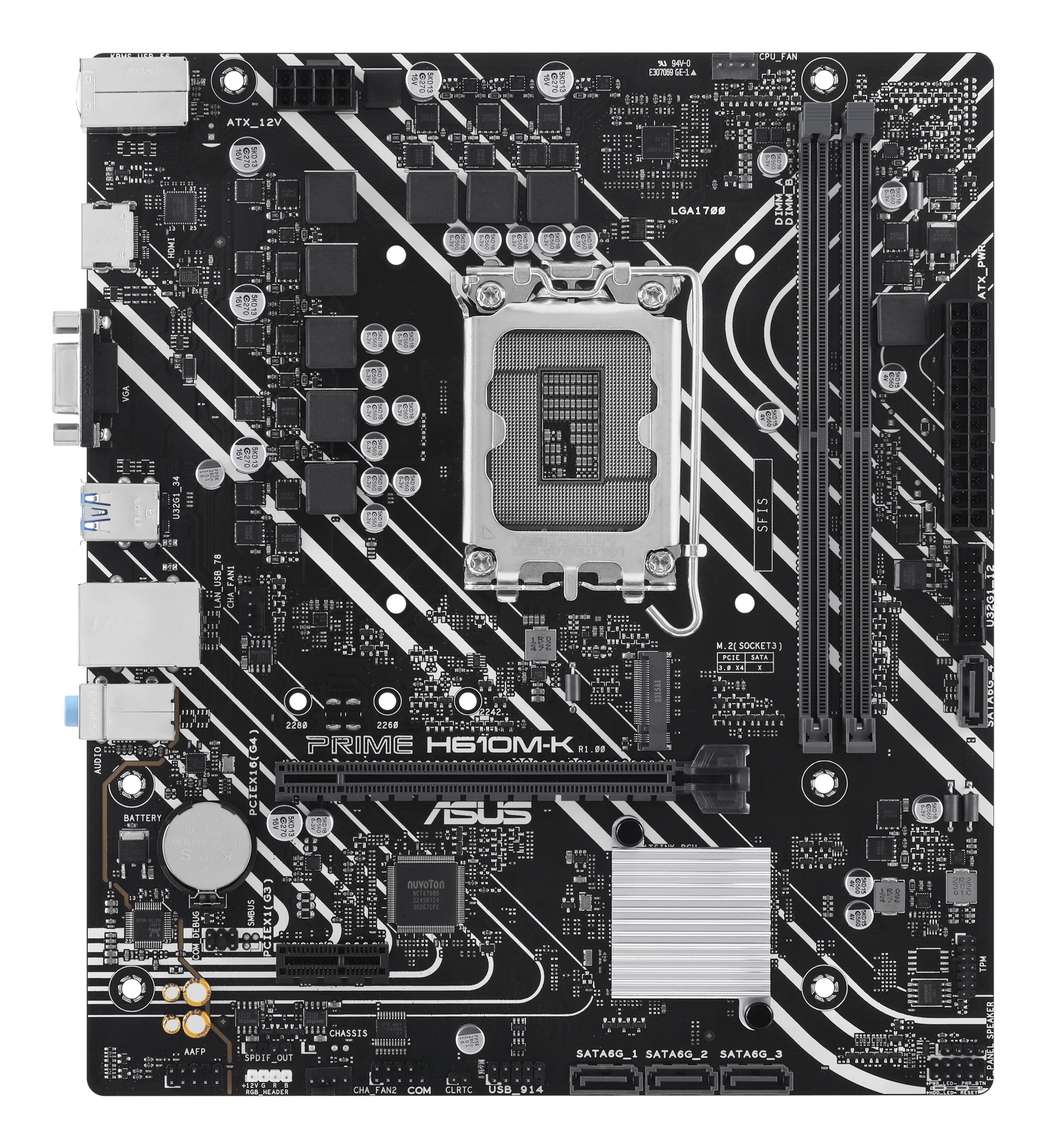 ASUS PRIME H610M-K - Motherboard - micro ATX - LGA1700-Sockel - H610 Chipsatz - USB 3.2 Gen 1 - Gigabit LAN, Ansicht 2